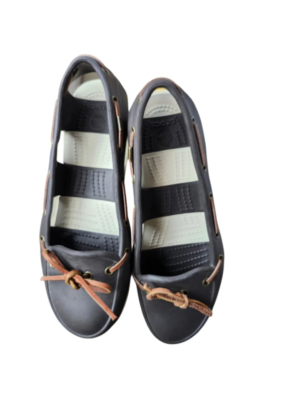 Crocs Beach Line Boat Shoes Espresso Brown Stucco Women's Size 7